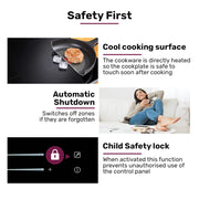 EuroChef 60cm 4 Zone Induction Cooktop, 7200W Electric, Dual Link Bridged Zone Hobs, Touch Controls V219-COKICTEC642A