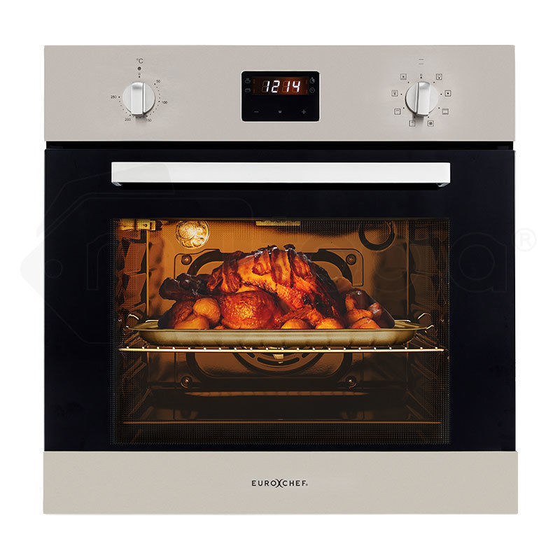EuroChef 60cm Stainless Electric Wall Oven 8 Function Built-in Fan Forced Grill Touch Control V219-COKOVNEUCA78A