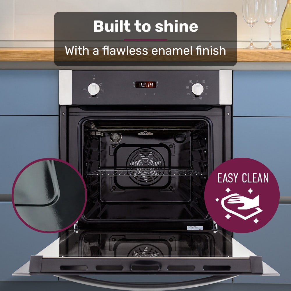 EuroChef 60cm Stainless Built-in 70L Grill 8 Function Fan Forced Electric Wall Oven V219-COKOVNEUCA78B