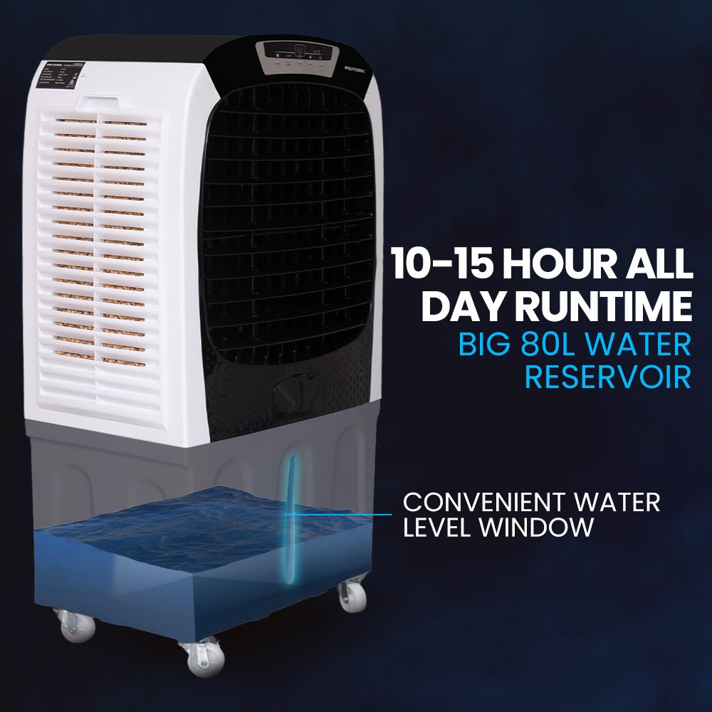 POLYCOOL 450W 80L Evaporative Air Cooler, Commercial Grade, Remote Control, Fan V219-COLCECPY08GA