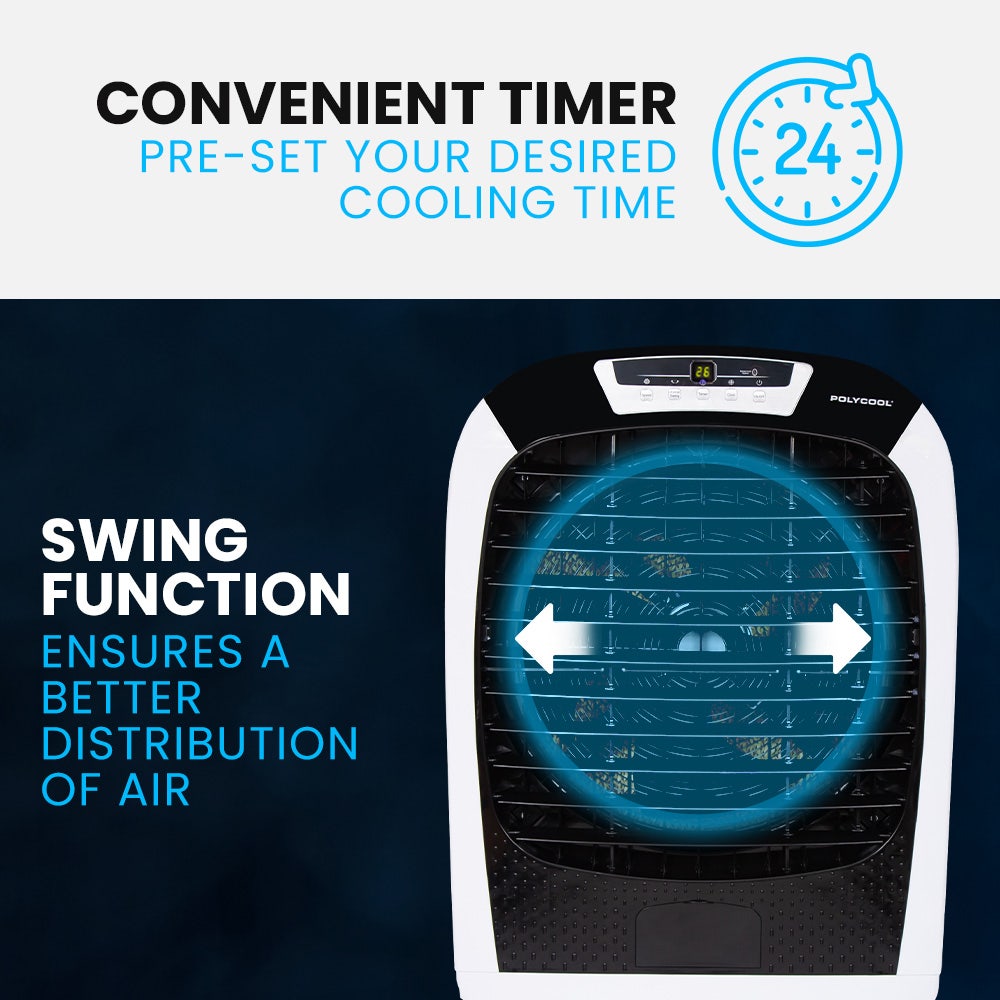 POLYCOOL 450W 80L Evaporative Air Cooler, Commercial Grade, Remote Control, Fan V219-COLCECPY08GA