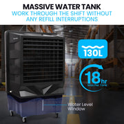 POLYCOOL 130L 750W Evaporative Air Cooler, Commercial Industrial Grade, Remote Control, Purifier, Fan V219-COLCECPY13KA