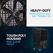 POLYCOOL 130L 750W Evaporative Air Cooler, Commercial Industrial Grade, Remote Control, Purifier, Fan V219-COLCECPY13KA