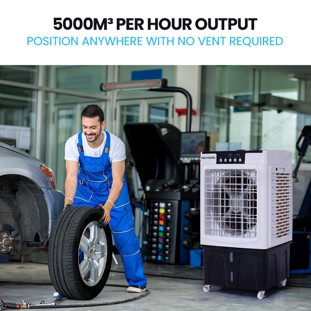 POLYCOOL 30L Evaporative Air Cooler Portable Industrial Fan, Purifier, Humidifier, Remote Control V219-COLECLPYC3GA