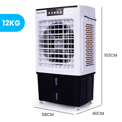 POLYCOOL 45L 125W Evaporative Air Cooler Portable Industrial Fan, Purifier, Humidifier, Remote Control V219-COLECLPYC5GA