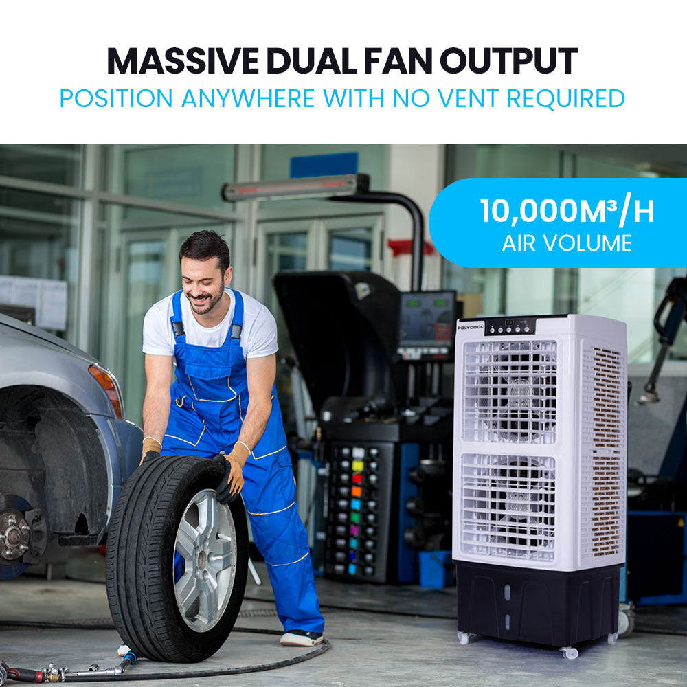 POLYCOOL 35L 220W Portable Evaporative Air Cooler 24 Hour Timer 4 in 1 Cooling Fan w/ Remote V219-COLECLPYC7GA