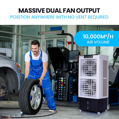 POLYCOOL 35L 220W Portable Evaporative Air Cooler 24 Hour Timer 4 in 1 Cooling Fan w/ Remote V219-COLECLPYC7GA