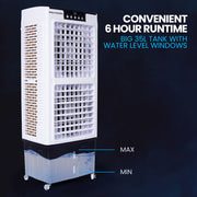 POLYCOOL 35L 220W Portable Evaporative Air Cooler 24 Hour Timer 4 in 1 Cooling Fan w/ Remote V219-COLECLPYC7GA
