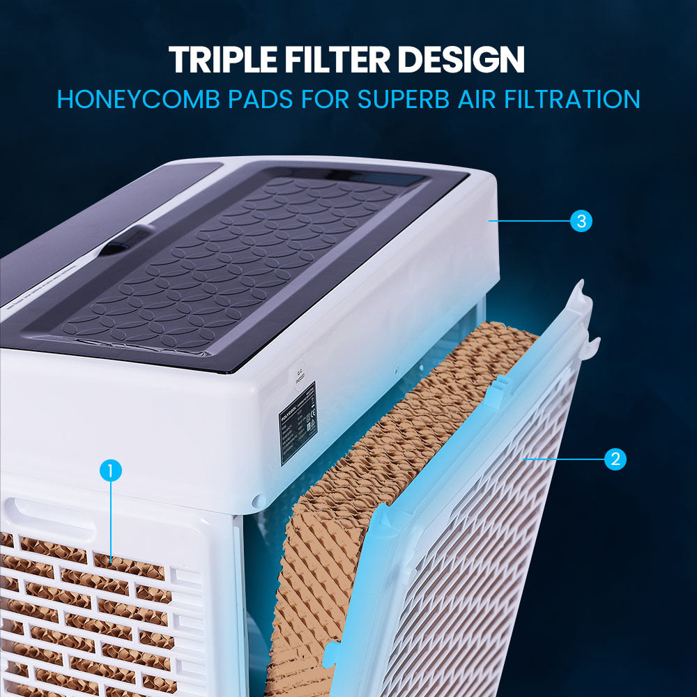 POLYCOOL 35L 220W Portable Evaporative Air Cooler 24 Hour Timer 4 in 1 Cooling Fan w/ Remote V219-COLECLPYC7GA
