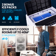 POLYCOOL 35L 220W Portable Evaporative Air Cooler 24 Hour Timer 4 in 1 Cooling Fan w/ Remote V219-COLECLPYC7GA