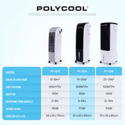 POLYCOOL 8L Portable Evaporative Air Cooler 24 Hour Timer 4 in 1 Cooling Fan, Grey and White V219-COLECLPYD4GA