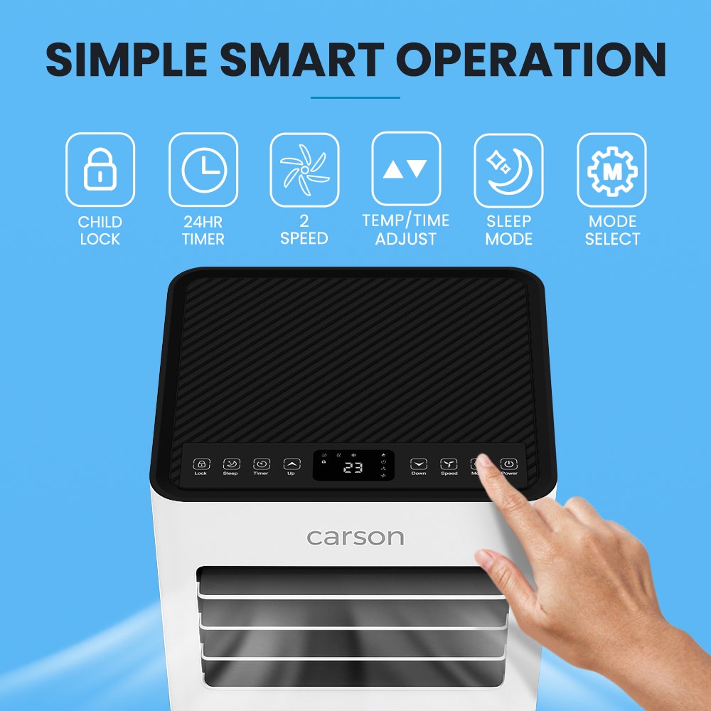 CARSON 2.05kW Portable Air Conditioner, Bluetec Edition, Dehumidifier & Fan Mode, Remote Control, 24hr Timer, V219-COLPACCA2C2SA