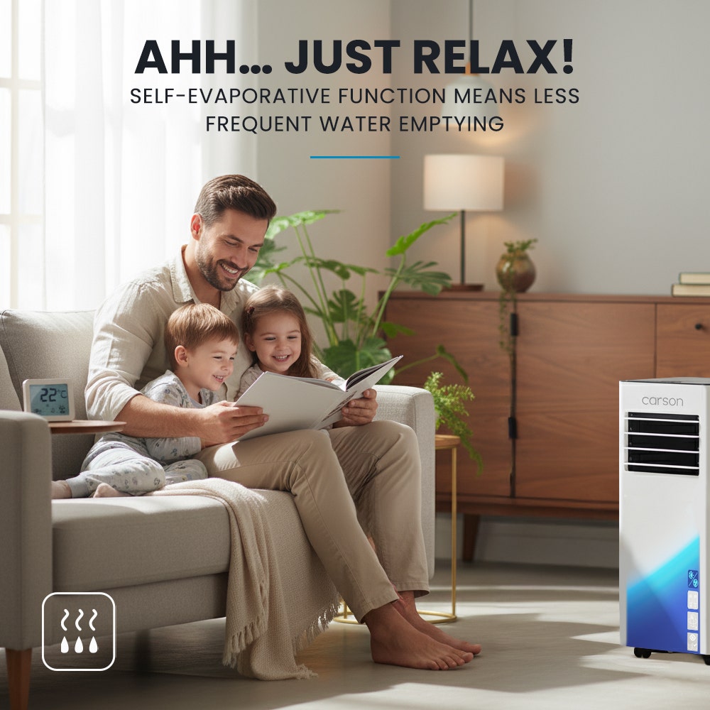 CARSON 2.05kW Portable Air Conditioner, Bluetec Edition, Dehumidifier & Fan Mode, Remote Control, 24hr Timer, V219-COLPACCA2C2SA