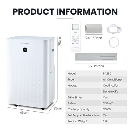 CARSON 3.5kW Portable Air Conditioner, with Dehumidifier Mode & Fan Cooler V219-COLPACCA2C8A