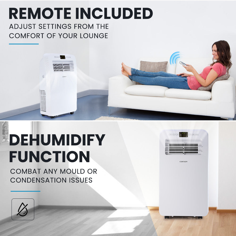 CARSON 2.9kW Reverse Cycle Portable Air Conditioner and Heater, with Dehumidifier, Cooling and Heating AC V219-COLPCHCA23RA