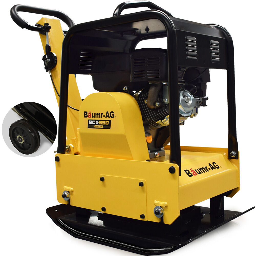 BAUMR-AG 185kg Reversible Vibratory Plate Compactor, Commercial 9HP 270cc, 500x700mm, Wheel Kit, for Sand V219-COMPLTBMR95A