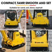 BAUMR-AG 185kg Reversible Vibratory Plate Compactor, Commercial 9HP 270cc, 500x700mm, Wheel Kit, for Sand V219-COMPLTBMR95A