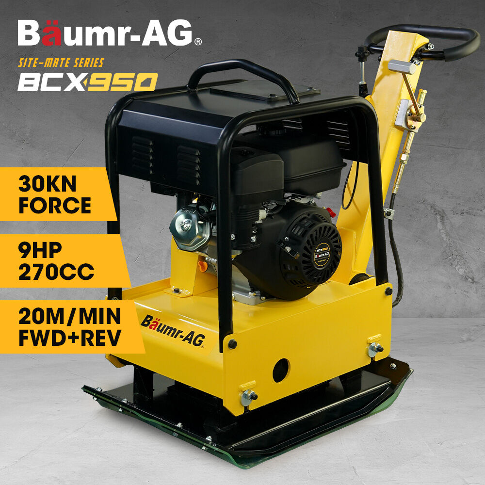 BAUMR-AG 185kg Reversible Vibratory Plate Compactor, Commercial 9HP 270cc, 500x700mm, Wheel Kit, for Sand V219-COMPLTBMR95A