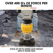 BAUMR-AG 77KG 285 x 345mm Tamping Rammer, 10kN 6.5hp, w/ Transport Wheel Kit, Compactor for Soil Sand Gravel V219-COMRMRBMW7CA