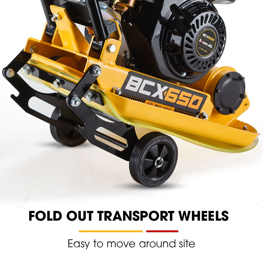 BAUMR-AG 60kg 370x510mm 6.5HP Plate Compactor, Paver Pad, Transport Wheels V219-CONCOMBMRA7C0