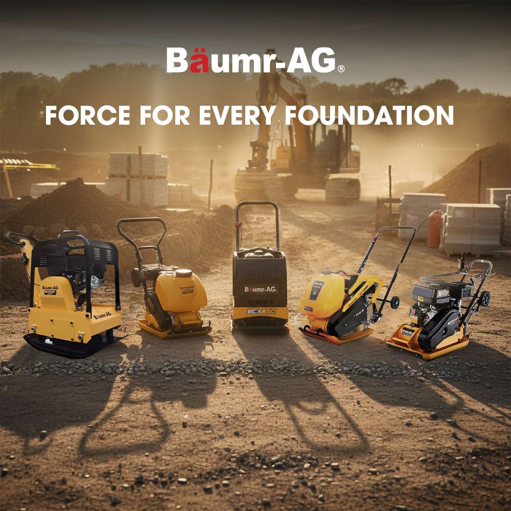 BAUMR-AG 60kg 370x510mm 6.5HP Plate Compactor, Paver Pad, Transport Wheels V219-CONCOMBMRA7C0