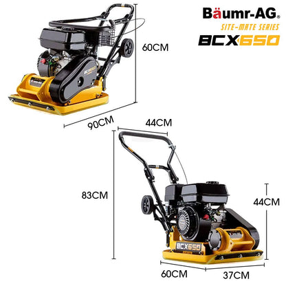 BAUMR-AG 60kg 370x510mm 6.5HP Plate Compactor, Paver Pad, Transport Wheels V219-CONCOMBMRA7C0