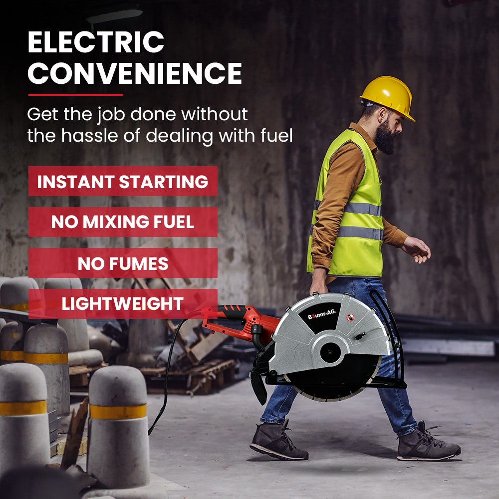 BAUMR-AG 2400W Electric Concrete Saw 355mm Demolition Cutter Wet Dry Demo Tool Circular Cutting V219-CONSAWBMRAE75