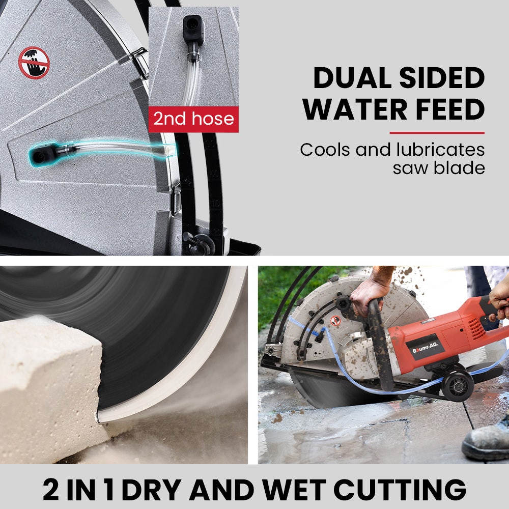 BAUMR-AG 2400W Electric Concrete Saw 355mm Demolition Cutter Wet Dry Demo Tool Circular Cutting V219-CONSAWBMRAE75