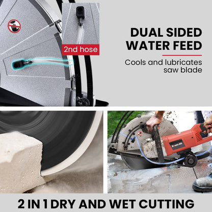 BAUMR-AG 2400W Electric Concrete Saw 355mm Demolition Cutter Wet Dry Demo Tool Circular Cutting V219-CONSAWBMRAE75