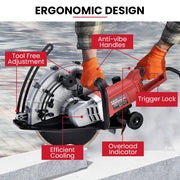 BAUMR-AG 2400W Electric Concrete Saw 355mm Demolition Cutter Wet Dry Demo Tool Circular Cutting V219-CONSAWBMRAE75