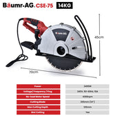 BAUMR-AG 2400W Electric Concrete Saw 355mm Demolition Cutter Wet Dry Demo Tool Circular Cutting V219-CONSAWBMRAE75