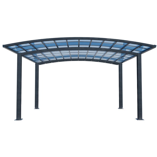 SHADE SHIELD Arched Double Carport 6.0m x 5.5m x 2.98m, Aluminium Alloy Frame, Polycarbonate Roof, Shelter V219-CPRDBLPCDM2A