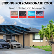 SHADE SHIELD Arched Double Carport 6.0m x 5.5m x 2.98m, Aluminium Alloy Frame, Polycarbonate Roof, Shelter V219-CPRDBLPCDM2A