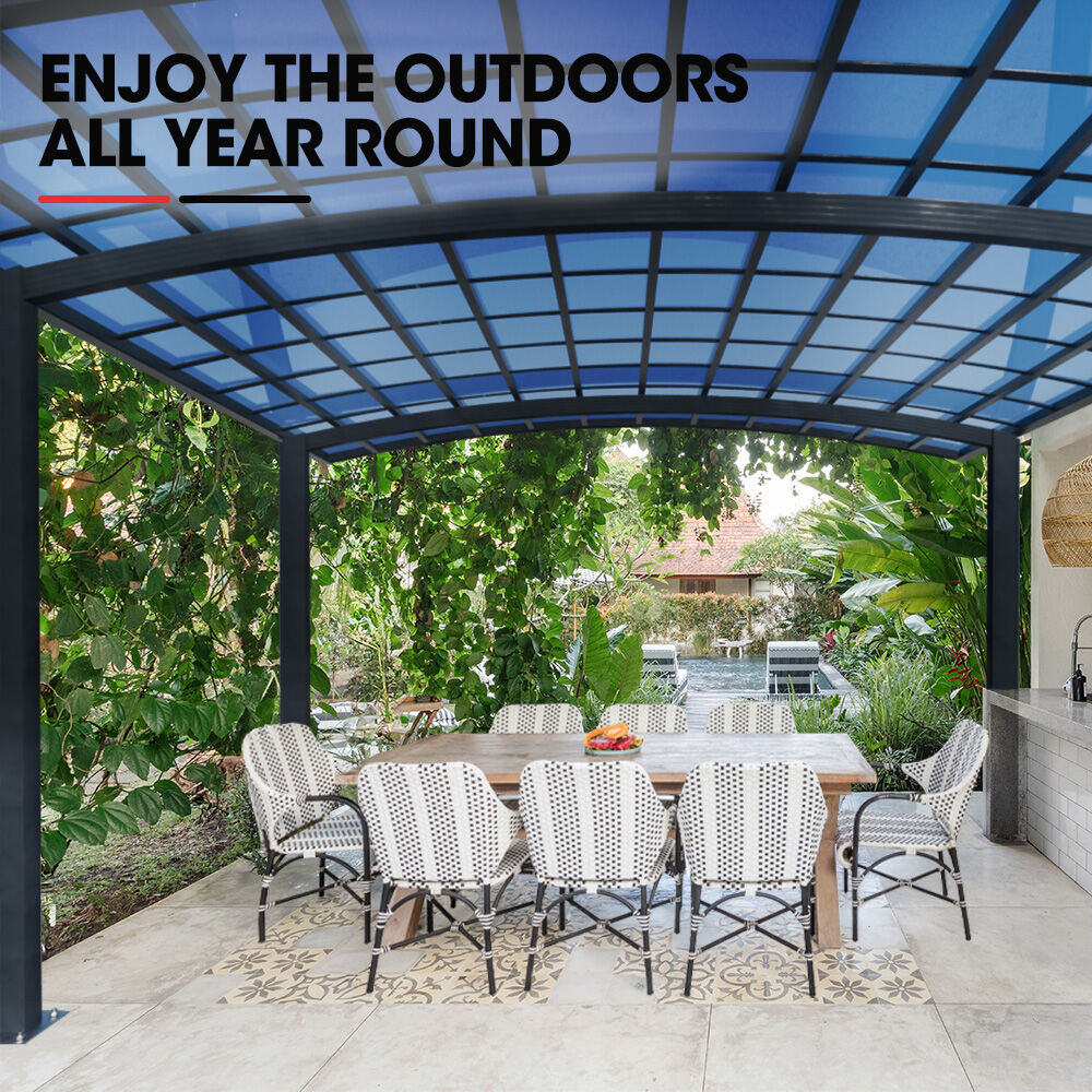 SHADE SHIELD Arched Double Carport 6.0m x 5.5m x 2.98m, Aluminium Alloy Frame, Polycarbonate Roof, Shelter V219-CPRDBLPCDM2A