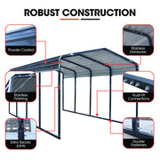 SHADE SHIELD Single Carport Shed 3.3 x 6 x 2.9m, Galvanised Steel Frame, Powder Coated Gable Roof, Shelter V219-CPRSINPCSG6A