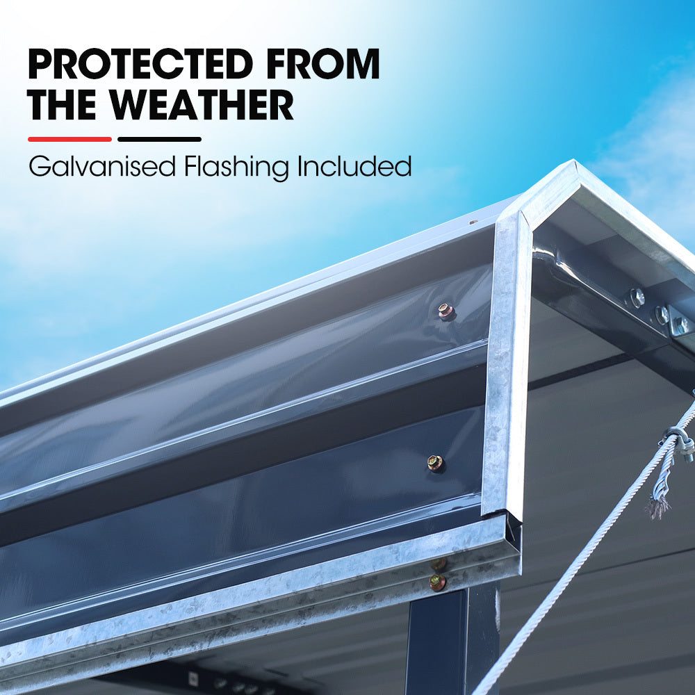 SHADE SHIELD Single Carport Shed 3.3 x 6 x 2.9m, Galvanised Steel Frame, Powder Coated Gable Roof, Shelter V219-CPRSINPCSG6A