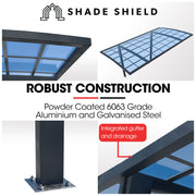 SHADE SHIELD Single Cantilever Carport 3.0m x 5.5m x 3.5m, Aluminium Alloy Frame, Polycarbonate Roof, Shelter V219-CPRSINPCSL2A