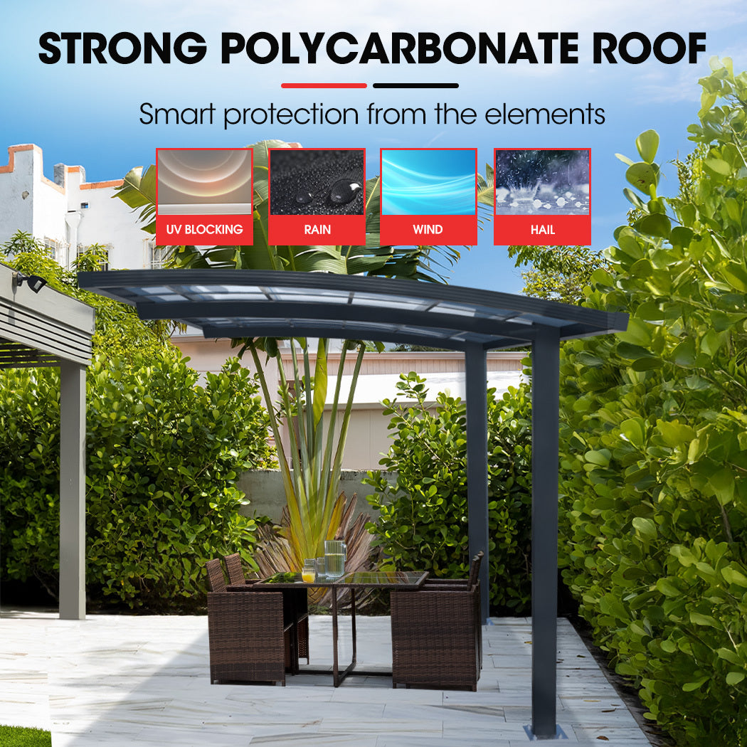 SHADE SHIELD Single Cantilever Carport 3.0m x 5.5m x 3.5m, Aluminium Alloy Frame, Polycarbonate Roof, Shelter V219-CPRSINPCSL2A