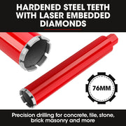 BAUMR-AG 1800W 120mm Handheld Core Drill & 76mm Diamond Drill Bit Combo, for Concrete Coring Hole Drilling V219-DRLCREBM12H-76