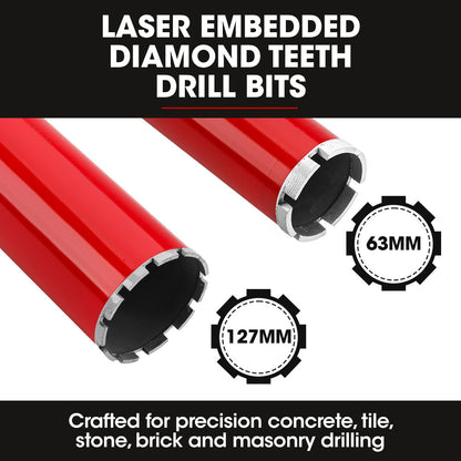 BAUMR-AG 2000W 160mm Handheld Core Drill w/Stand,63mm & 127mm Drill Bit Combo, for Concrete Coring Hole V219-DRLCREBM16H-63