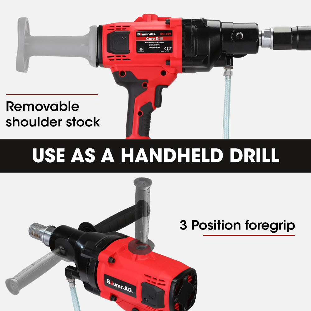 BAUMR-AG 2000W 160mm Handheld Concrete Core Drill With Rig Stand, V219-DRLCREBM16HA