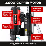 BAUMR-AG 3200W 300mm Wet/Dry Core Drill w/ Wheeled Rig Stand Combo, for Concrete Coring Hole Drilling V219-DRLCREBM28N-431