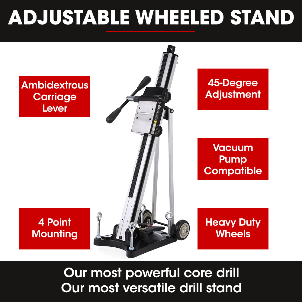 BAUMR-AG 3200W 300mm Wet/Dry Core Drill w/ Wheeled Rig Stand Combo, for Concrete Coring Hole Drilling V219-DRLCREBM28N-431