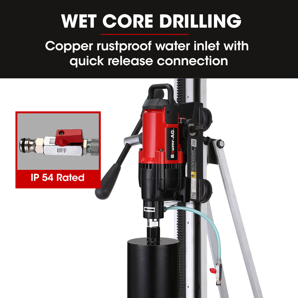 BAUMR-AG 3200W 300mm Wet/Dry Core Drill w/ Wheeled Rig Stand Combo, for Concrete Coring Hole Drilling V219-DRLCREBM28N-431
