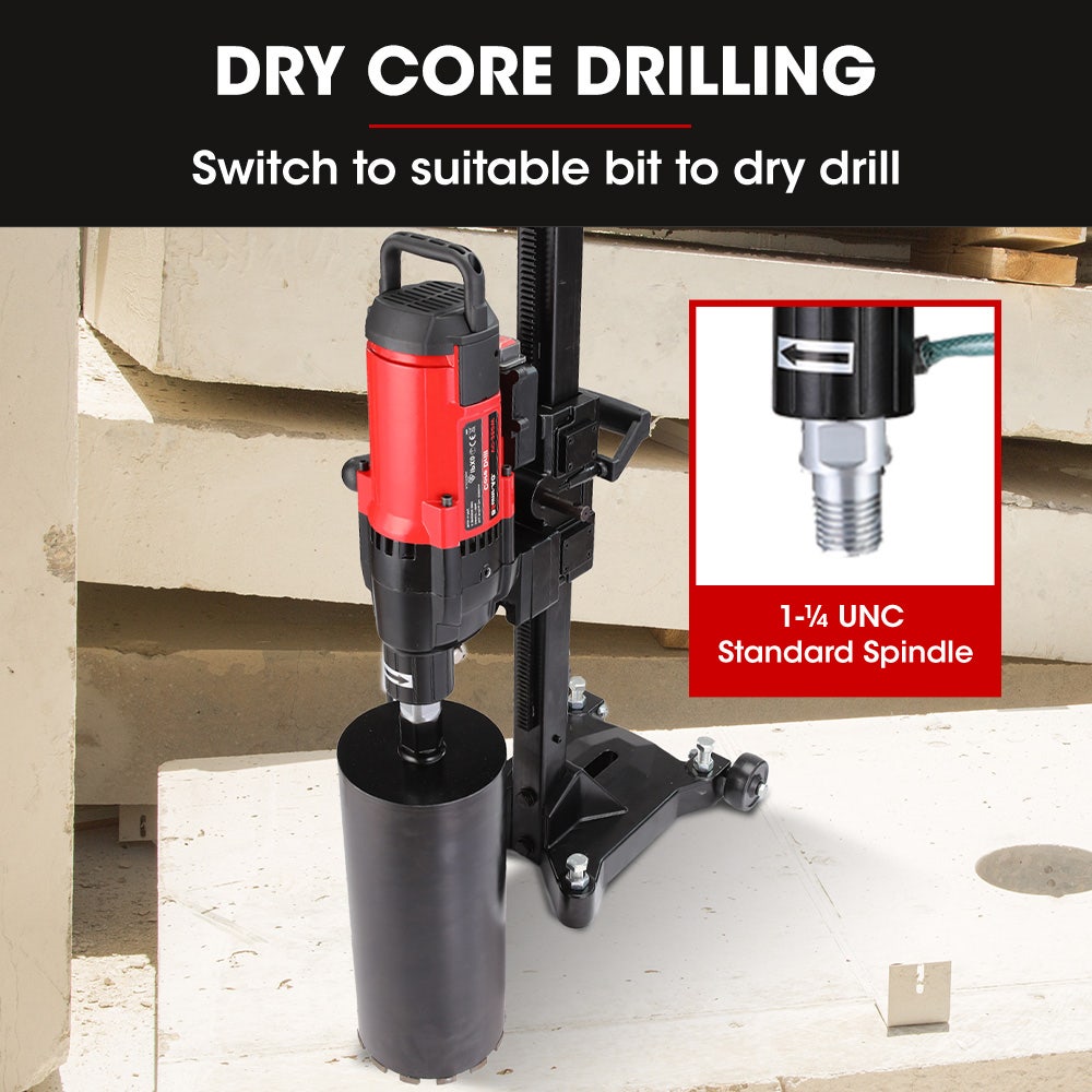 BAUMR-AG 3200W 280mm Wet/Dry Core Drill w/ Wheeled Stand & 102mm Bit Combo, for Concrete Coring Hole Drilling V219-DRLCREBM28WA-102
