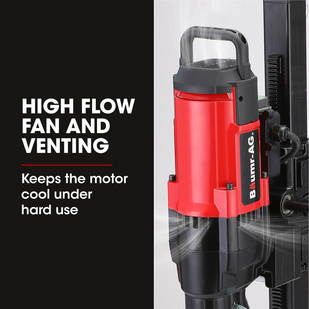 BAUMR-AG 3200W 280mm Wet/Dry Core Drill w/ Wheeled Stand & 127mm Bit Combo, for Concrete Coring Hole Drilling V219-DRLCREBM28WA-127