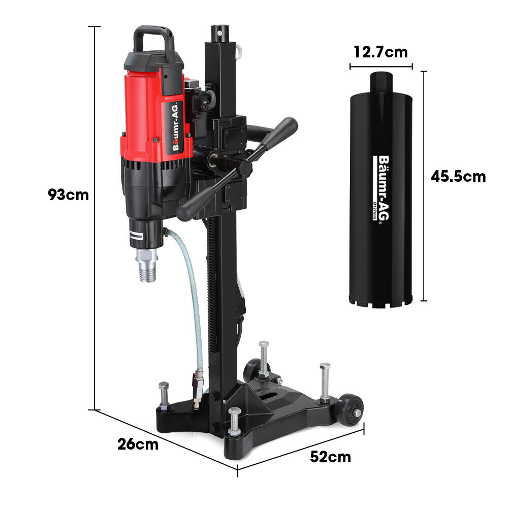 BAUMR-AG 3200W 280mm Wet/Dry Core Drill w/ Wheeled Stand & 127mm Bit Combo, for Concrete Coring Hole Drilling V219-DRLCREBM28WA-127