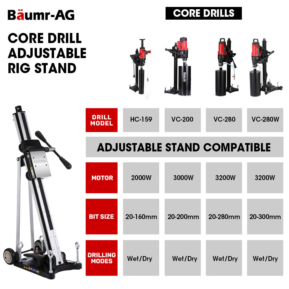 BAUMR-AG Adjustable Core Drill Wheeled Rig Stand V219-DRLSTDBM431A