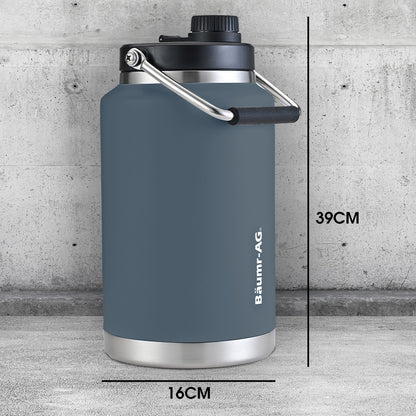 Baumr-AG 3.8L Double Wall Insulated Stainless Steel Water Bottle, Drink Jug with Handle, Blue V219-DRWDWIBM38BA