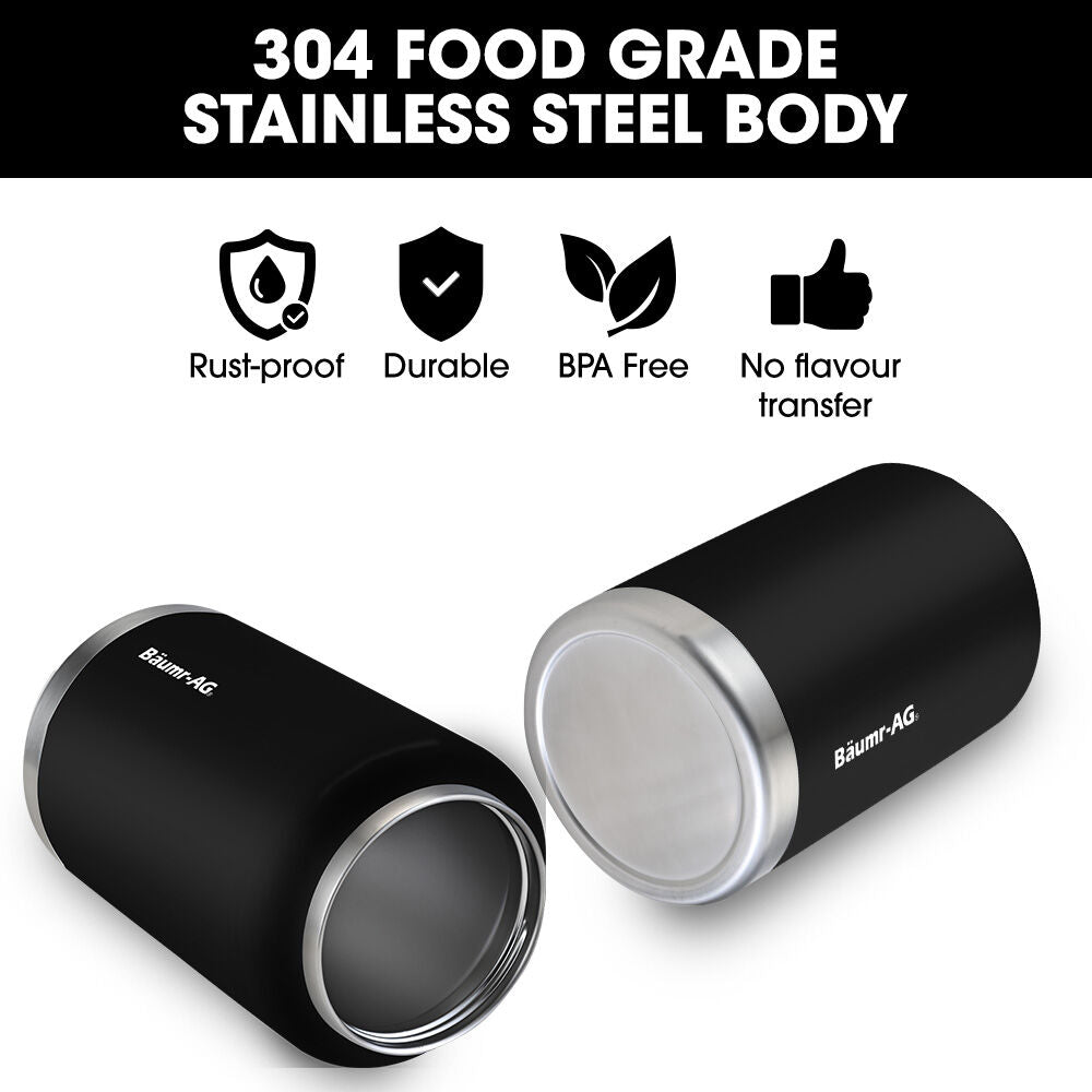 BAUMR-AG 3.8L Double Wall Insulated Stainless Steel Water Bottle, Drink Jug with Handle, Black V219-DRWDWIBM38KA